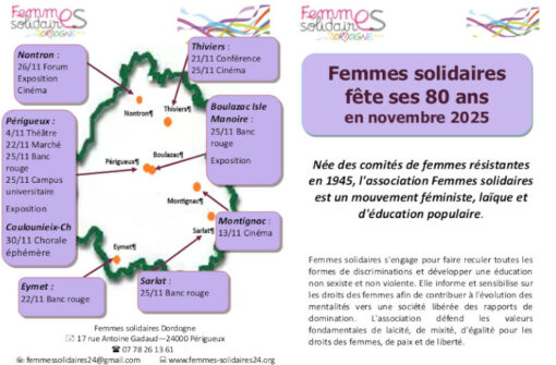 Des bancs rouges et des séances de film en novembre par Femmes Solidaires 24