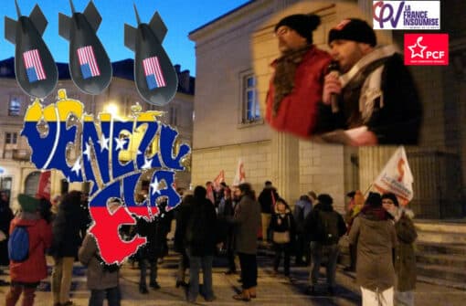 Manif anti-impérialisme de Trump au Venezuela à Périgueux par le PCF (J. Chouet) et LFI (V. Belloteau)